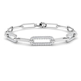 9K White Gold Natural Pavé Diamond Link Bracelet