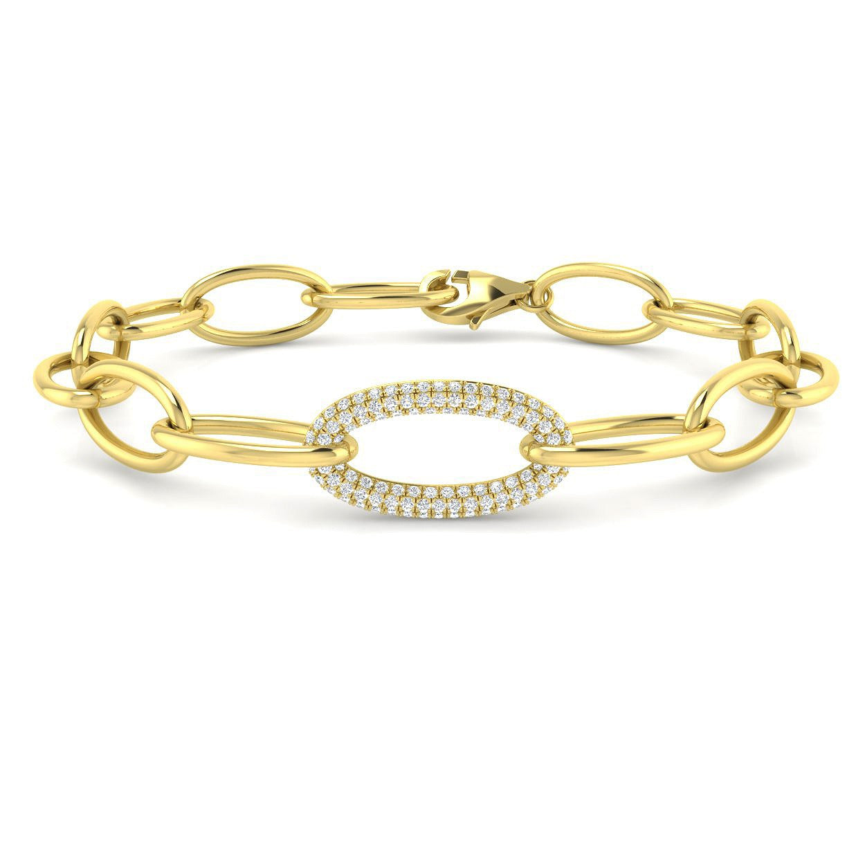 Pave Set Round Lab Diamond Chain Bracelet
