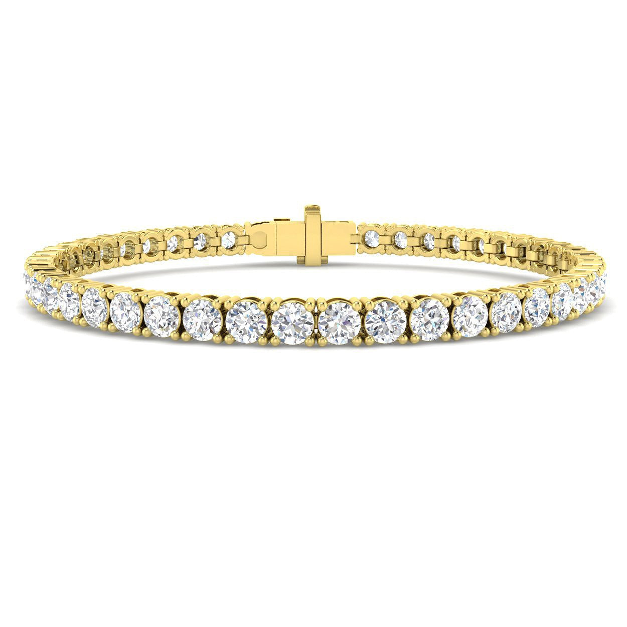 9K White Gold Lab Grown Diamond Tennis Bracelet – Round Prong Set Diamonds with Box Clasp