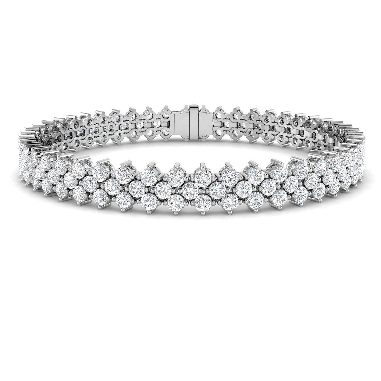 Lab Grown Diamond Bracelet, Platinum Diamond Bracelet, Three Row Tennis Bracelet, Diamond Tennis Bracelet