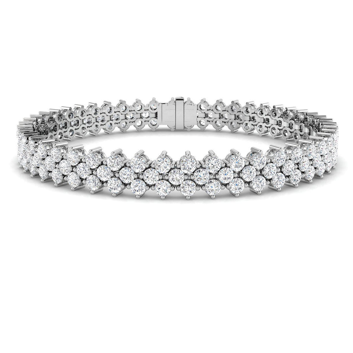 Lab Grown Diamond Bracelet, Platinum Diamond Bracelet, Three Row Tennis Bracelet, Diamond Tennis Bracelet