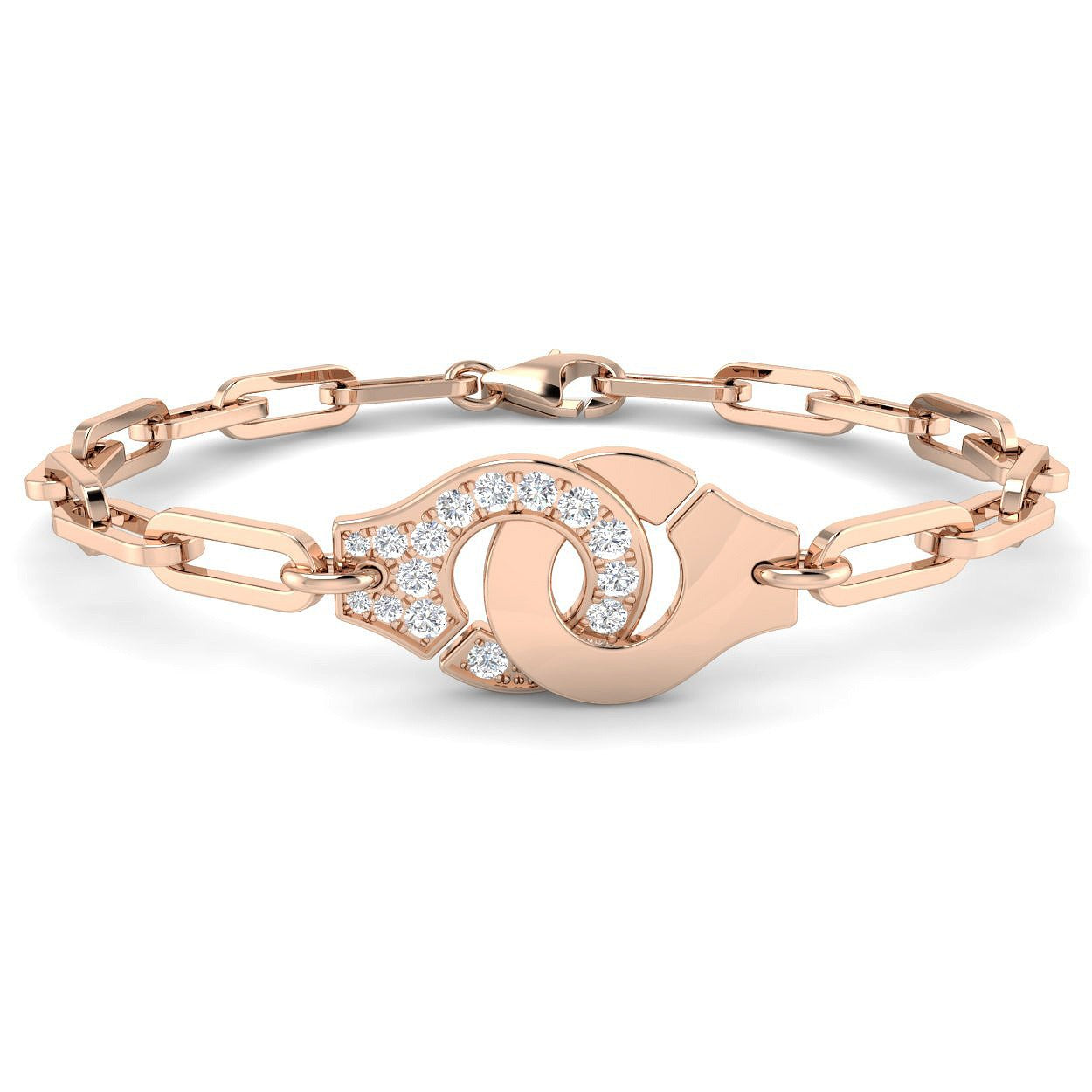 Clover Diamant-Kettenarmband mit Lünetten- und Pavé-Fassung aus Naturdiamanten in Platin