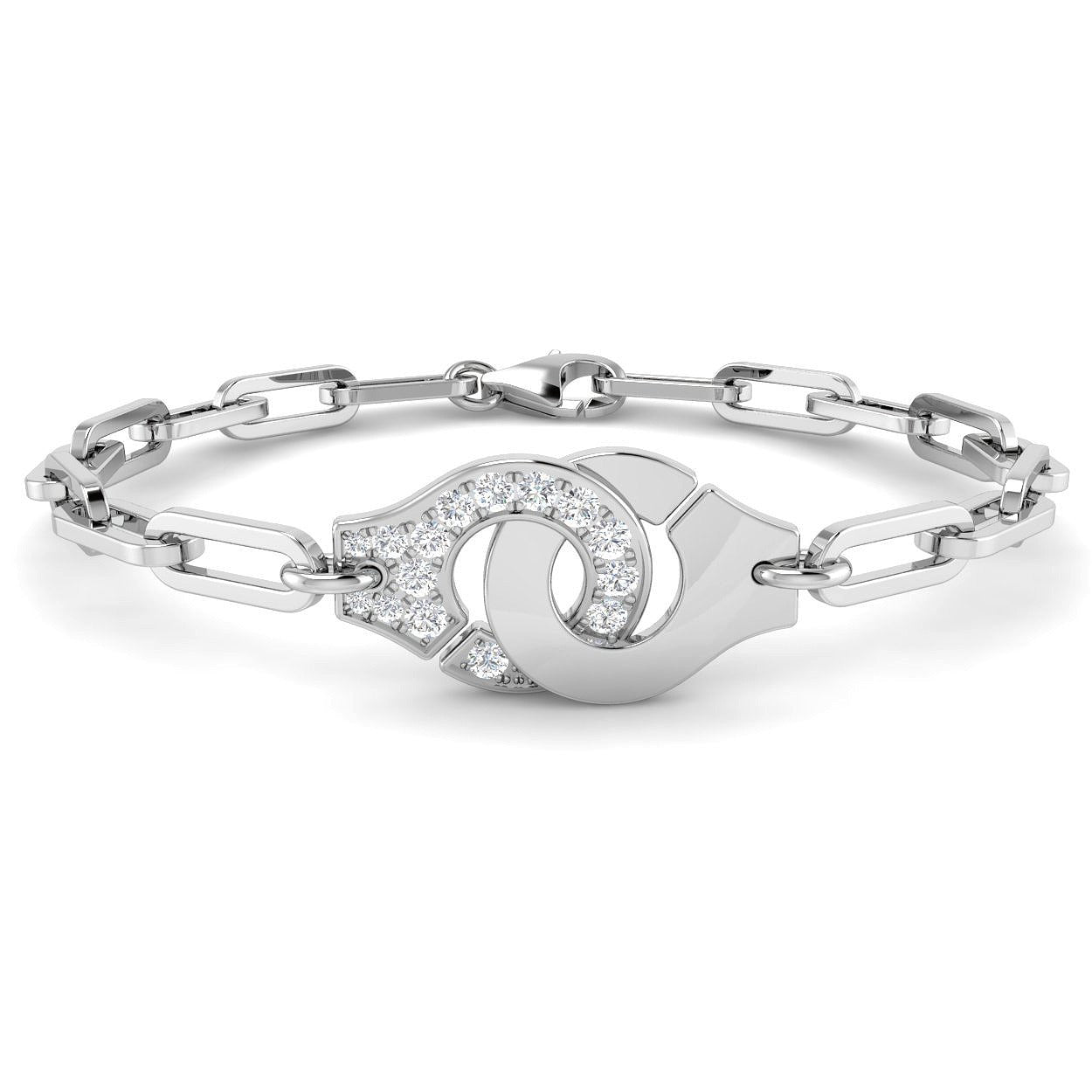 Clover Diamant-Kettenarmband mit Lünetten- und Pavé-Fassung aus Naturdiamanten in Platin