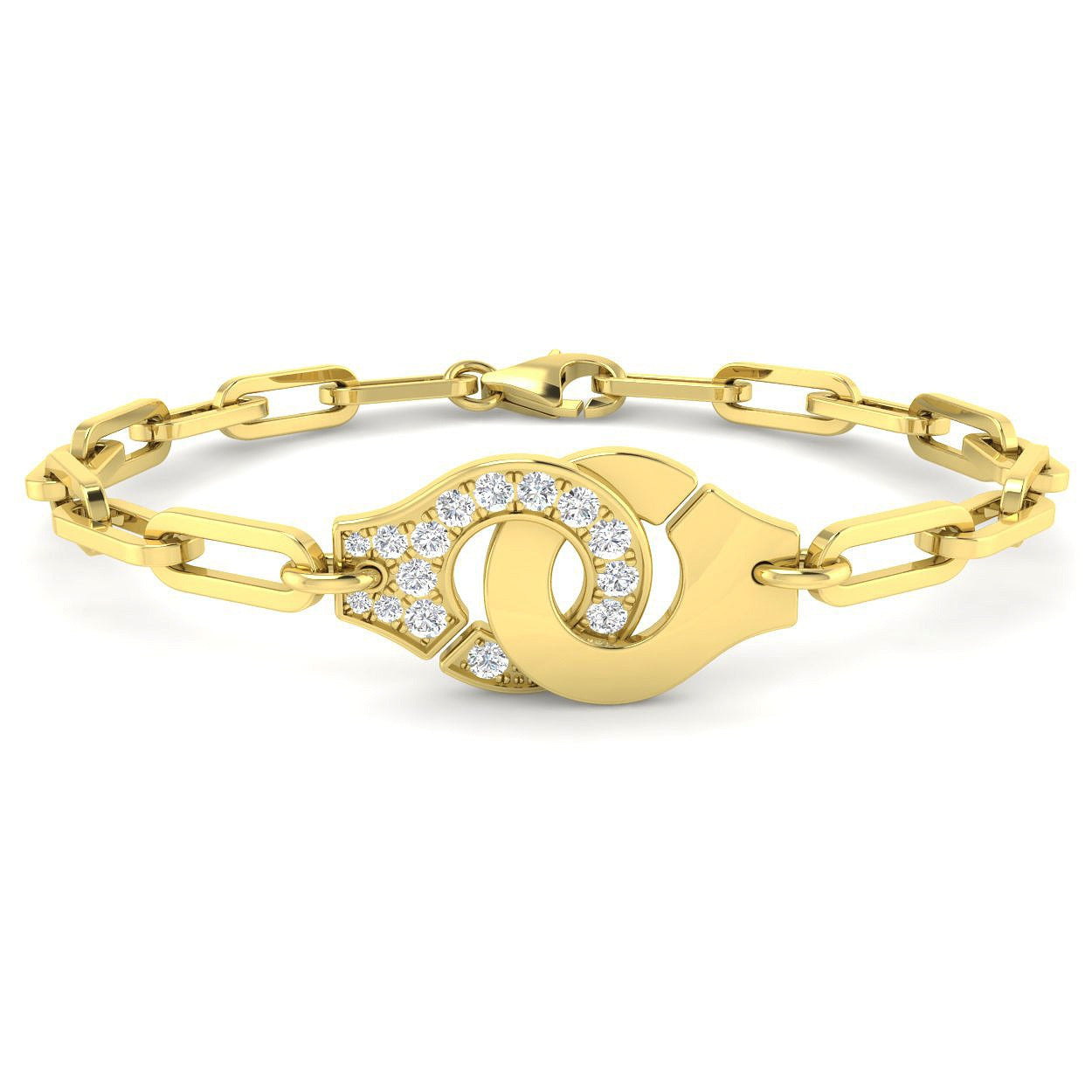 Clover Diamant-Kettenarmband mit Lünetten- und Pavé-Fassung aus Naturdiamanten in Platin