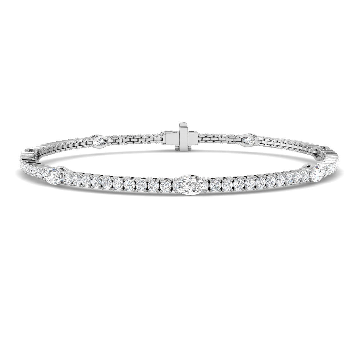 Natural Diamond Bracelet, Diamond Tennis Bracelet, Round Diamond Bracelet, Marquise Diamond Bracelet