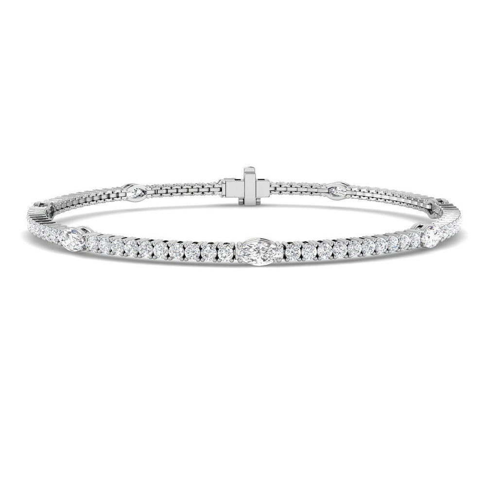 Natural Diamond Bracelet, Diamond Tennis Bracelet, Round Diamond Bracelet, Marquise Diamond Bracelet