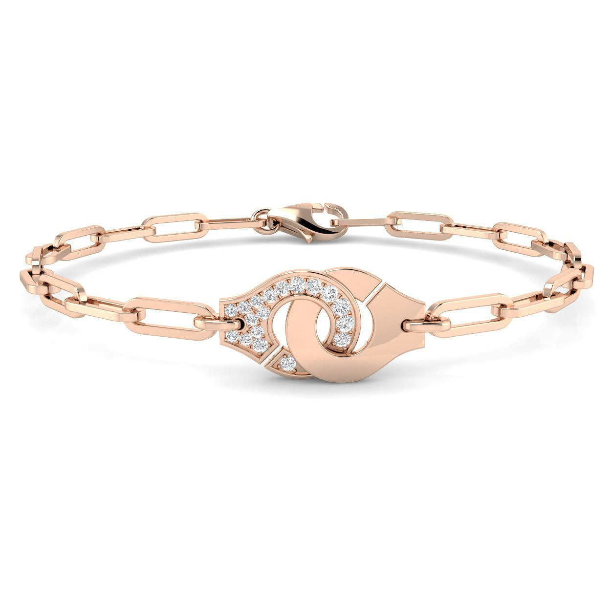 Clover Diamant-Kettenarmband mit Lünetten- und Pavé-Fassung aus Naturdiamanten in Platin
