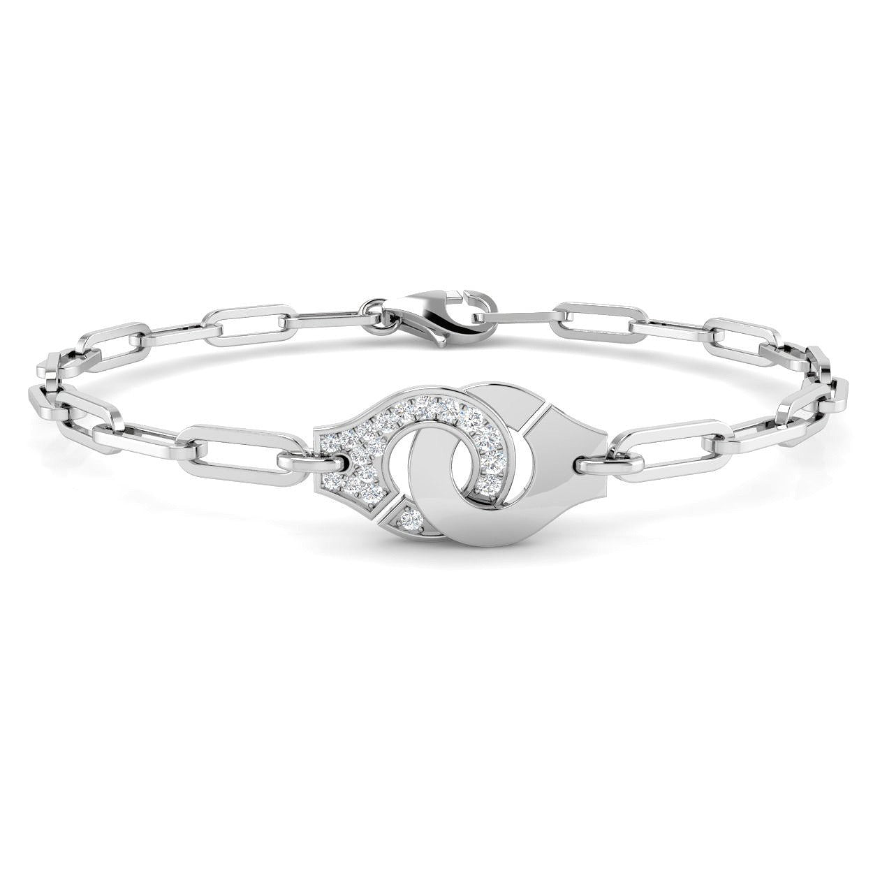 Clover Diamant-Kettenarmband mit Lünetten- und Pavé-Fassung aus Naturdiamanten in Platin
