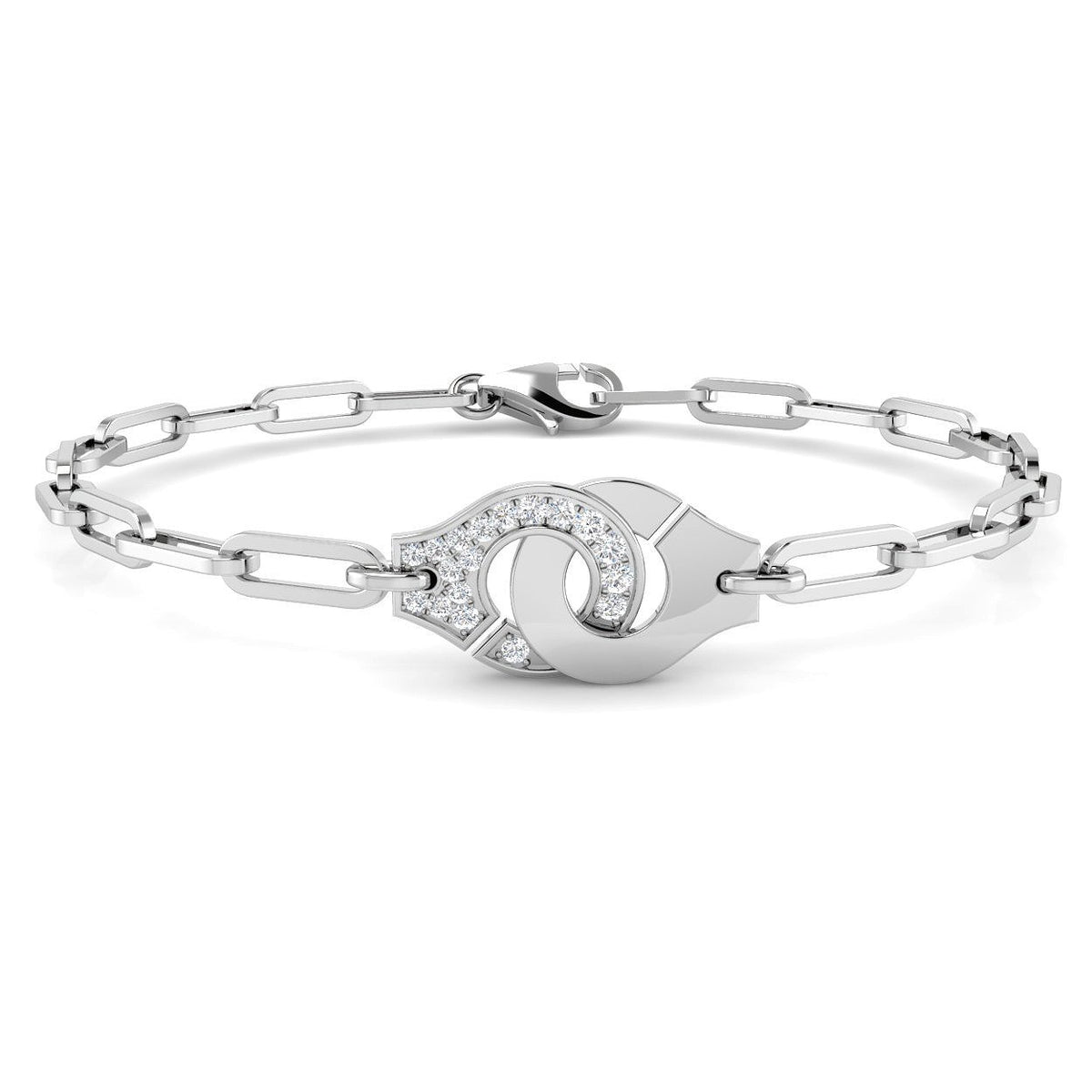 Clover Diamant-Kettenarmband mit Lünetten- und Pavé-Fassung aus Naturdiamanten in Platin