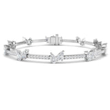 Lab Grown Diamond Bracelet, Pear And Round Diamond Bracelet, Diamond Tennis Bracelet, 18K White Gold Bracelet