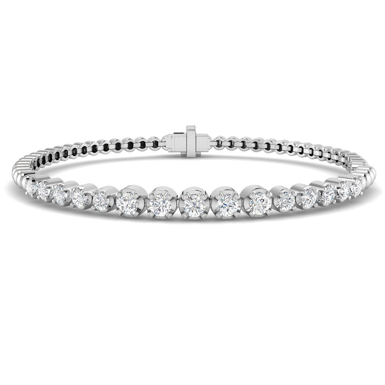 Natural Diamond Bracelet, Diamond Tennis Bracelet, Round Diamond Bracelet, 9K White Gold Bracelet