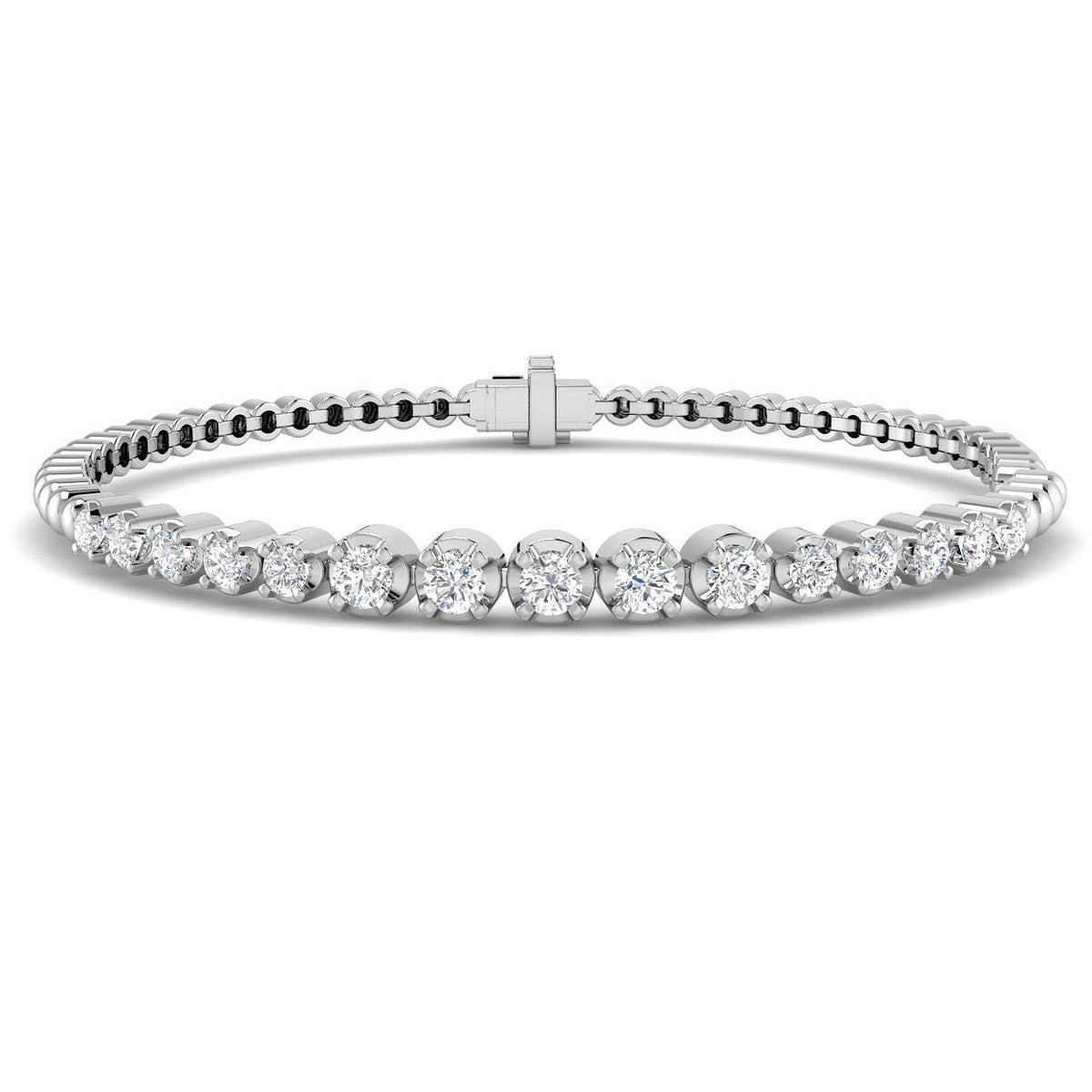 Natural Diamond Bracelet, Diamond Tennis Bracelet, Round Diamond Bracelet, 9K White Gold Bracelet