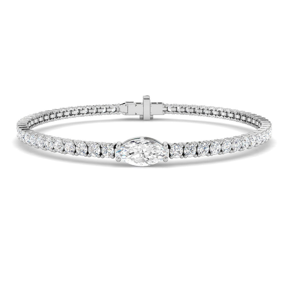 Lab Grown Diamond Bracelet, Marquise Diamond Bracelet, Diamond Tennis Bracelet, 9K White Gold Bracelet