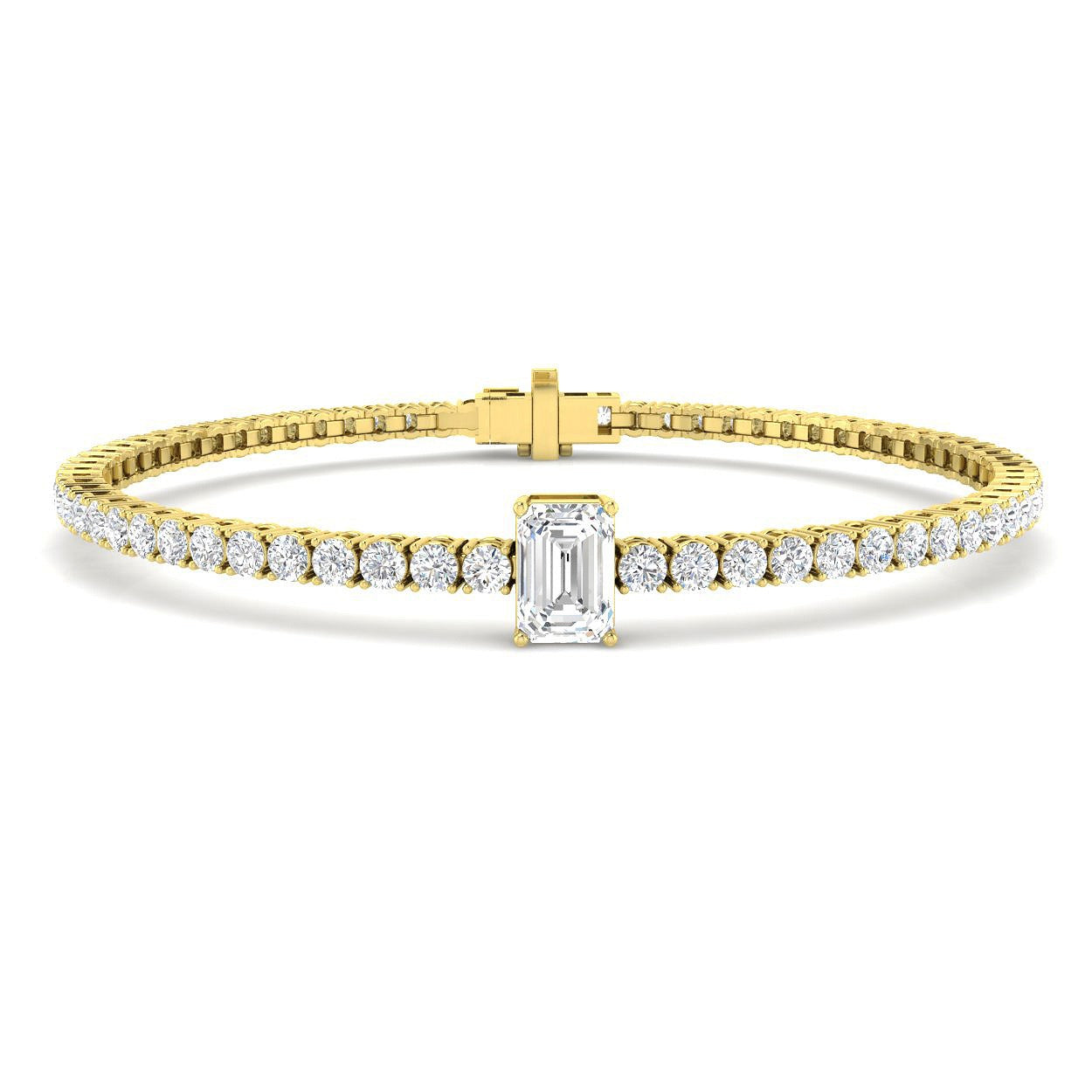 Lab Grown Diamond Bracelet, Platinum Diamond Bracelet, Emerald Cut Diamond Bracelet