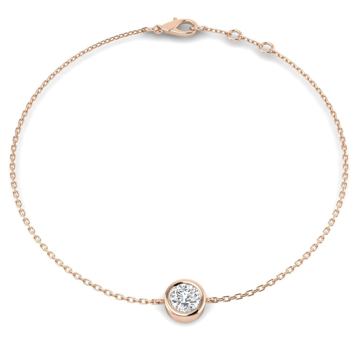 Round Cut Diamond, Gold Chain Bracelet, Minimalist Diamond Bracelet