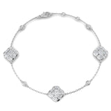 1.20Ct Clover Style Lab Grown or Natural Diamond Chain Bracelet in Platinum | Pave & Bezel Set