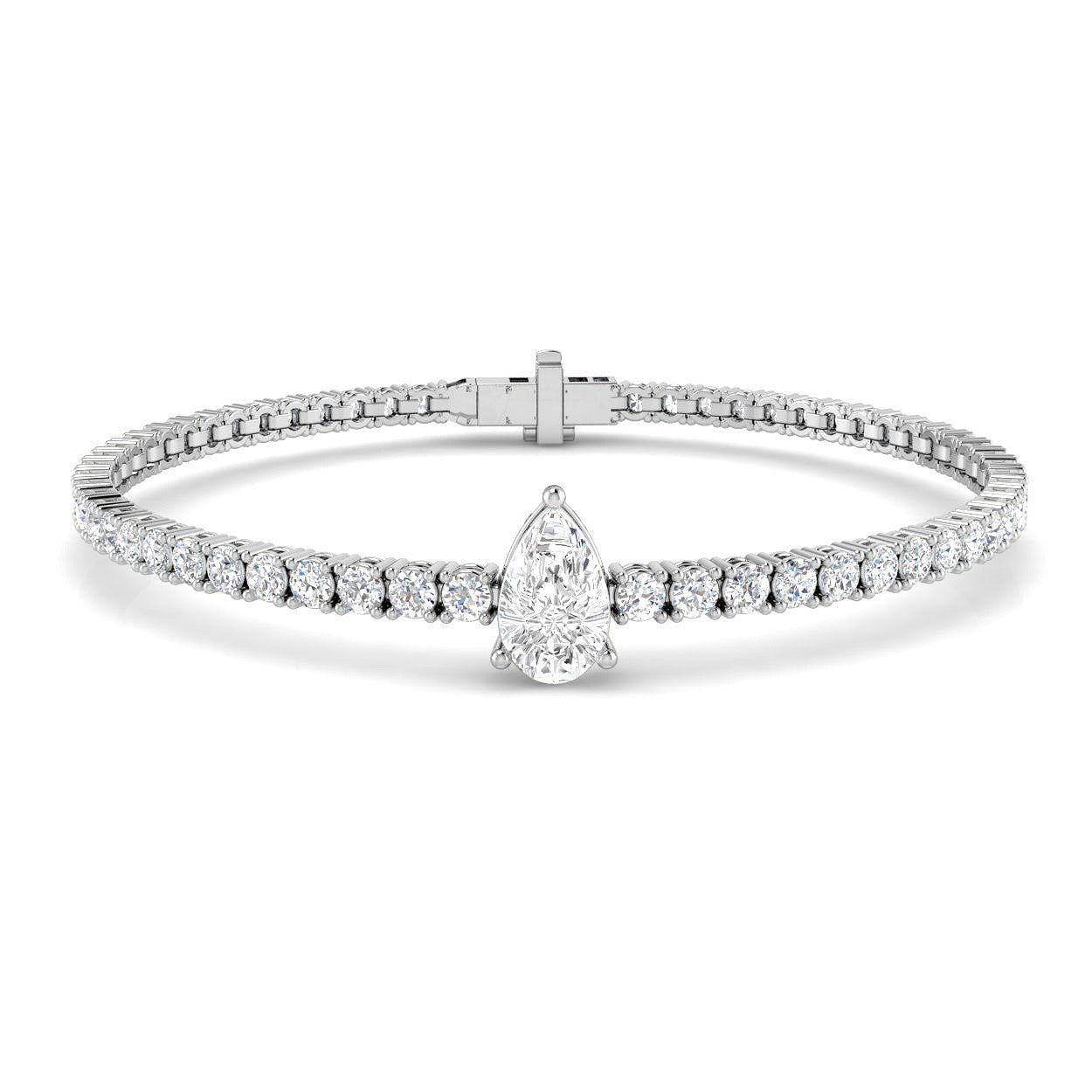Prong Set Diamond Bracelet, Pear Shape Diamond Bracelet, Gold Diamond Bracelet, Luxury Diamond Bracelet