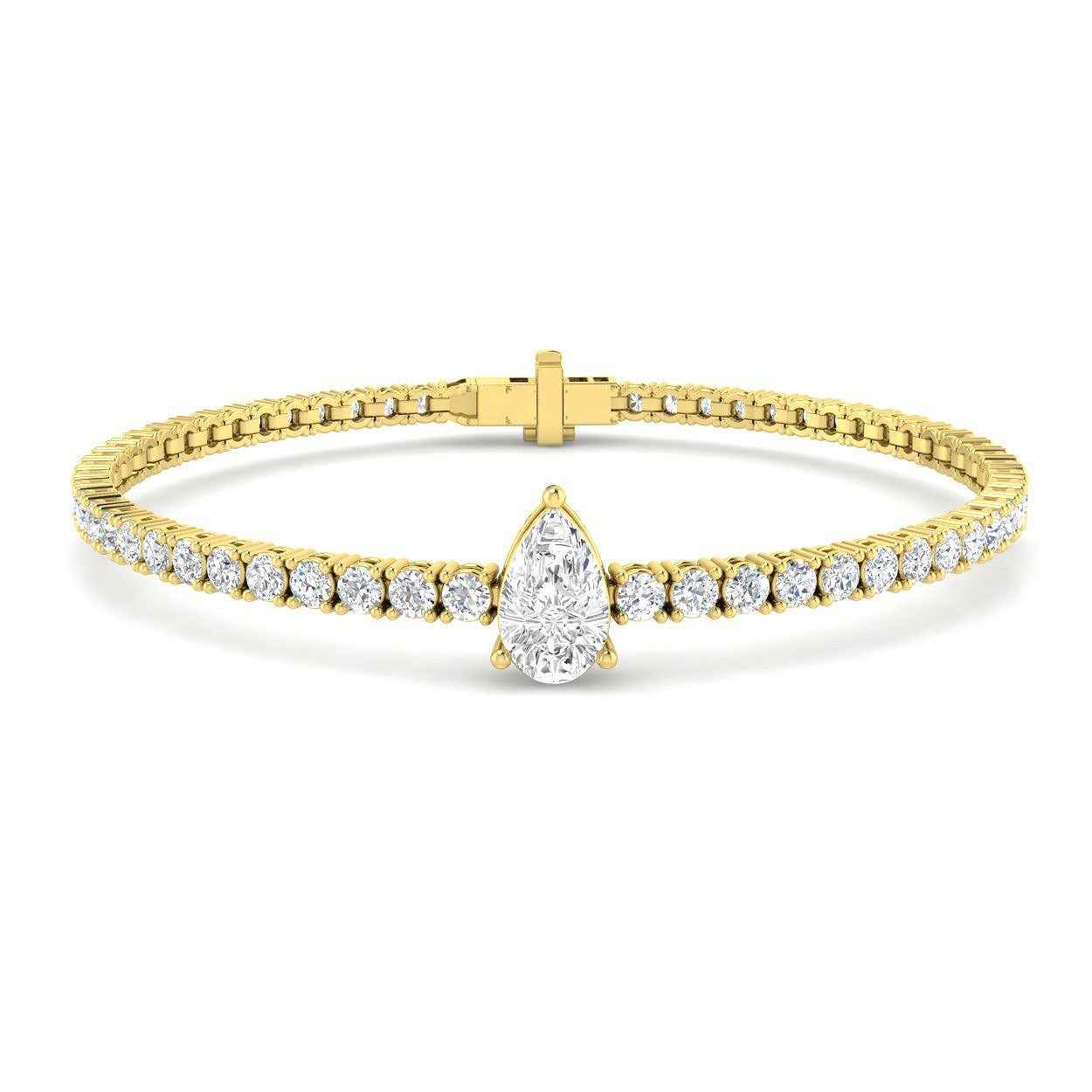 Lab Grown Diamond Bracelet, Pear Cut Diamond Bracelet, Diamond Tennis Bracelet, 9K Yellow Gold Bracelet