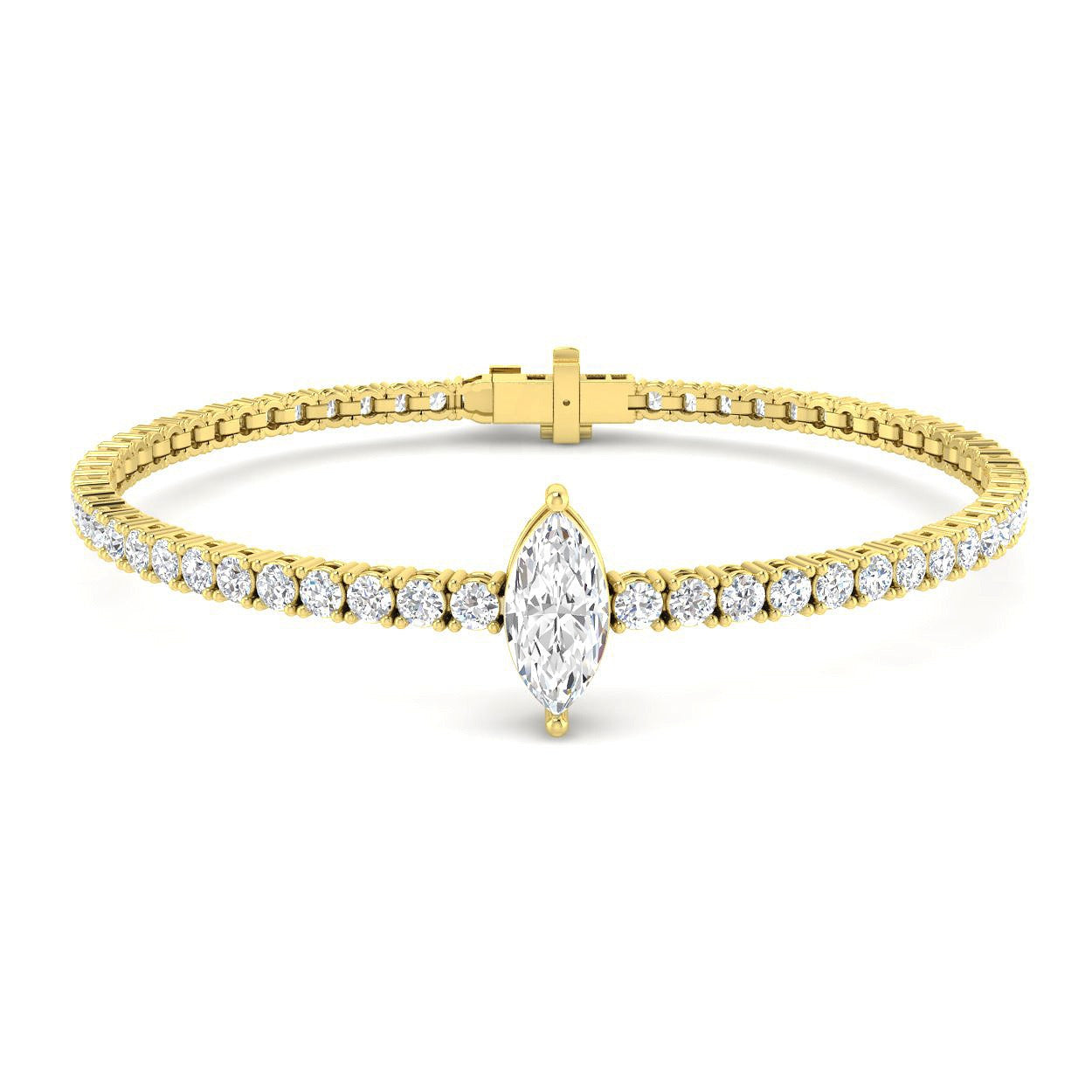 Round Diamond Bracelet, Prong Set Diamond Bracelet, 18K White Gold Bracelet, Luxury Diamond Bracelet