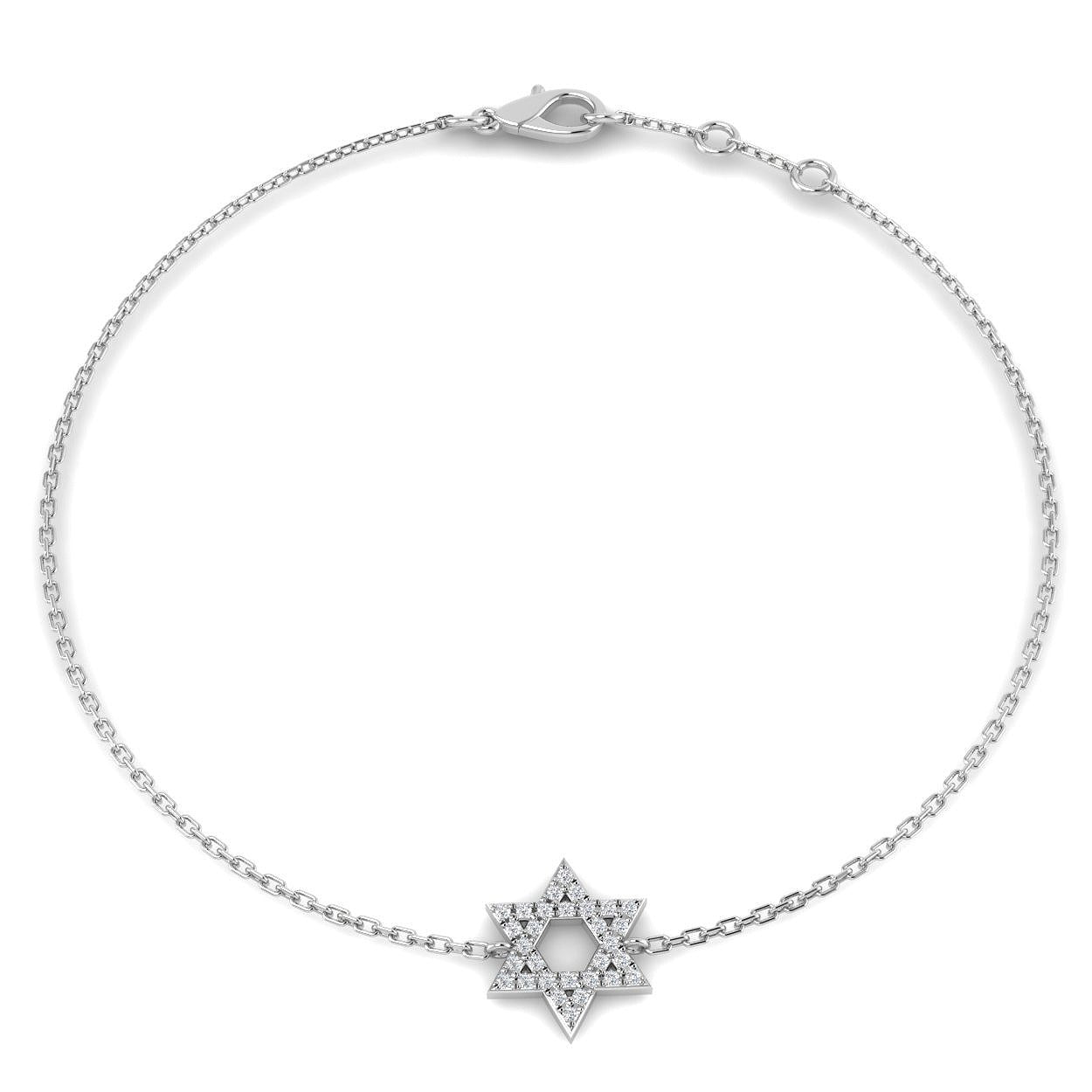 Star Of David Bracelet, Magen David Jewelry, 18K White Gold Bracelet