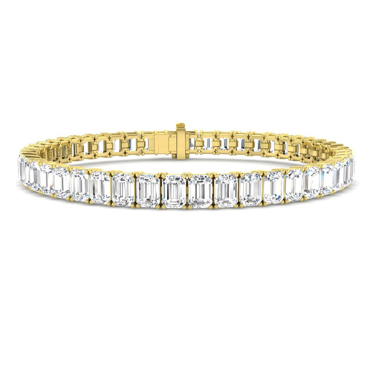 Emerald Diamond Bracelet, 18K Yellow Gold Bracelet, Diamond Link Bracelet, Luxury Diamond Bracelet