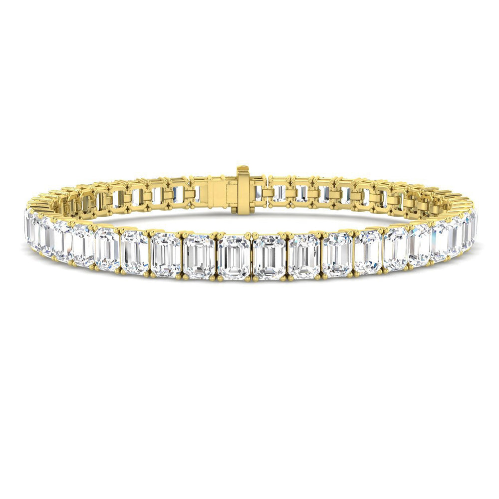 Emerald Diamond Bracelet, 18K Yellow Gold Bracelet, Diamond Link Bracelet, Luxury Diamond Bracelet