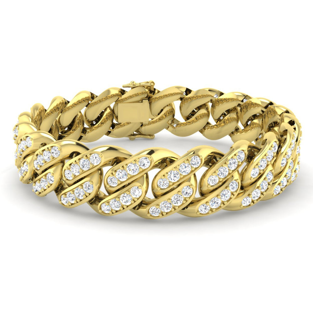 9K/18K White Gold Natural Diamond Curb Bracelet