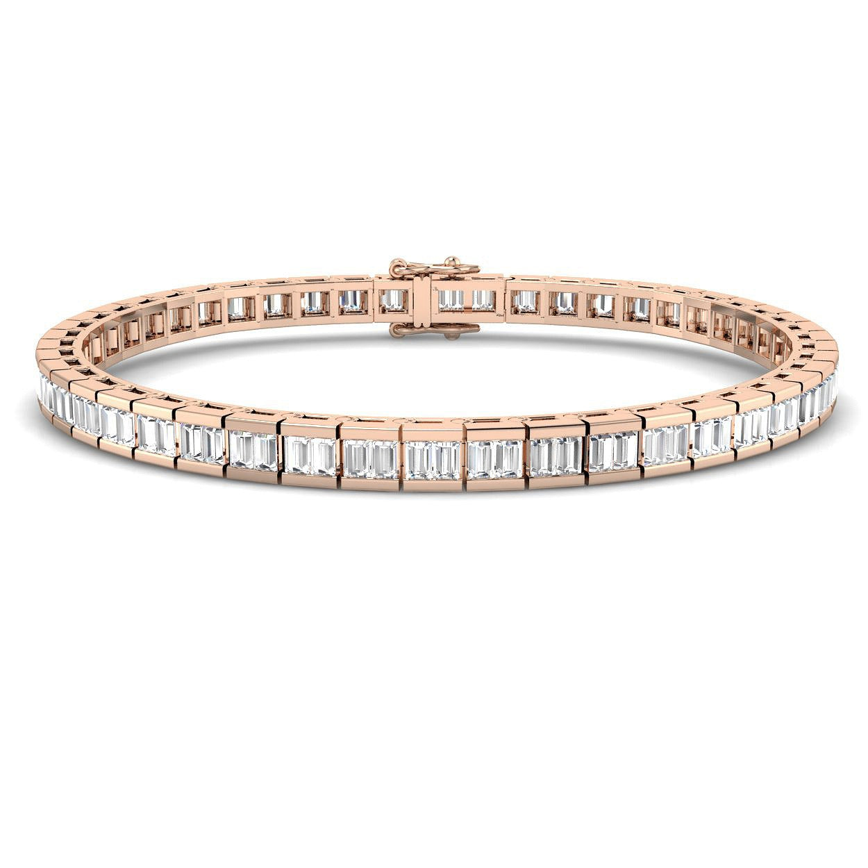 Elegant 9K White Gold Lab Grown Baguette Diamond Tennis Bracelet | Channel Set