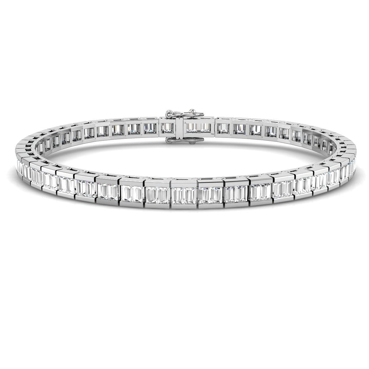 Elegant 9K White Gold Lab Grown Baguette Diamond Tennis Bracelet | Channel Set