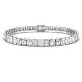 Elegant 9K White Gold Lab Grown Baguette Diamond Tennis Bracelet | Channel Set