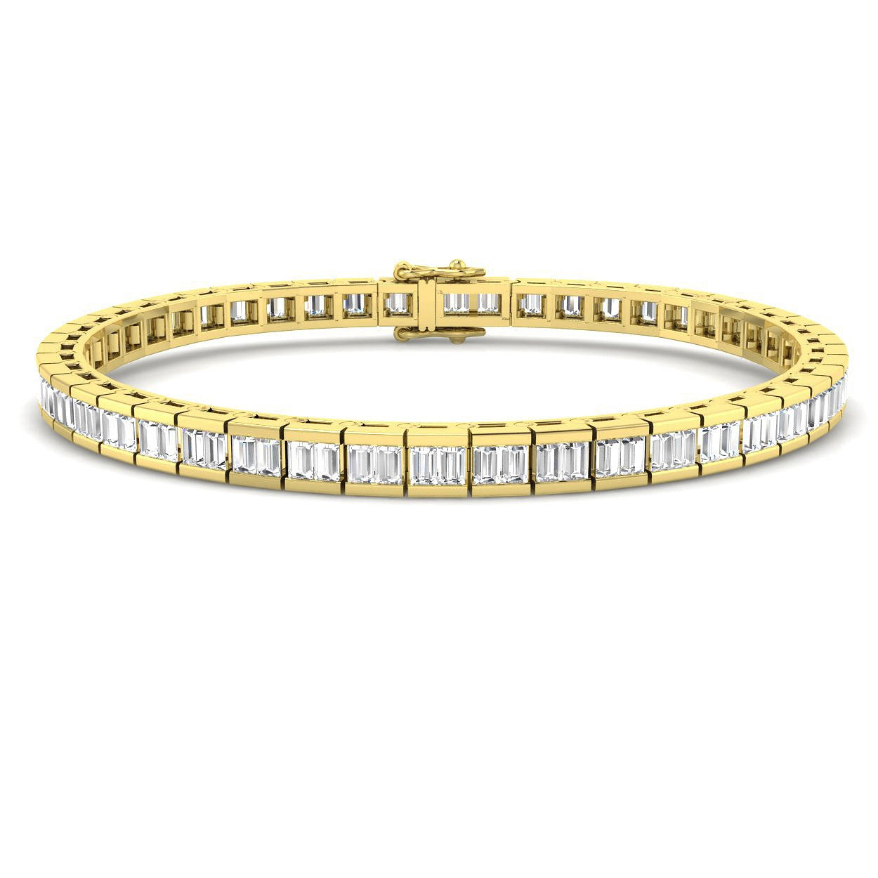 Elegant 9K White Gold Lab Grown Baguette Diamond Tennis Bracelet | Channel Set