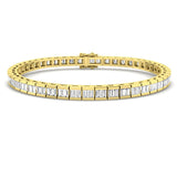Elegant 9K White Gold Lab Grown Baguette Diamond Tennis Bracelet | Channel Set