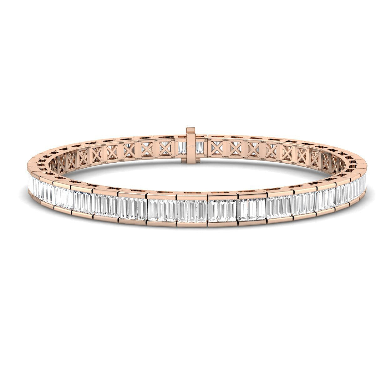 Elegant 9K White Gold Lab Grown Baguette Diamond Tennis Bracelet | Channel Set