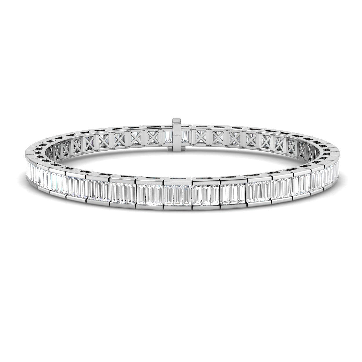 Elegant 9K White Gold Lab Grown Baguette Diamond Tennis Bracelet | Channel Set