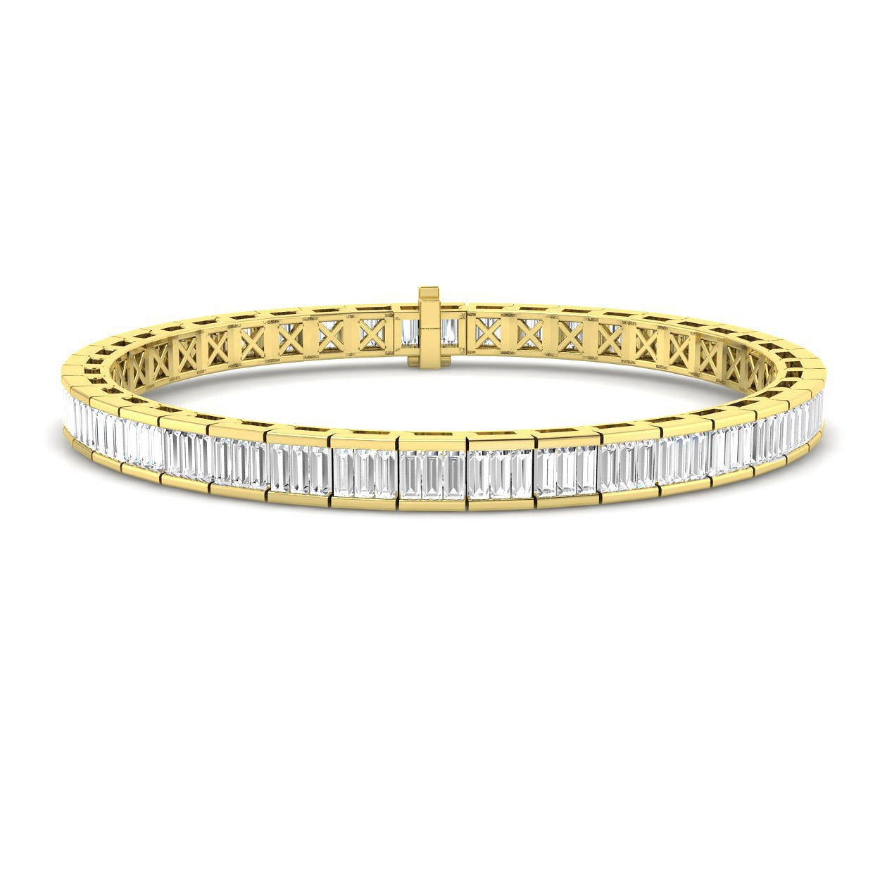 Elegant 9K White Gold Lab Grown Baguette Diamond Tennis Bracelet | Channel Set