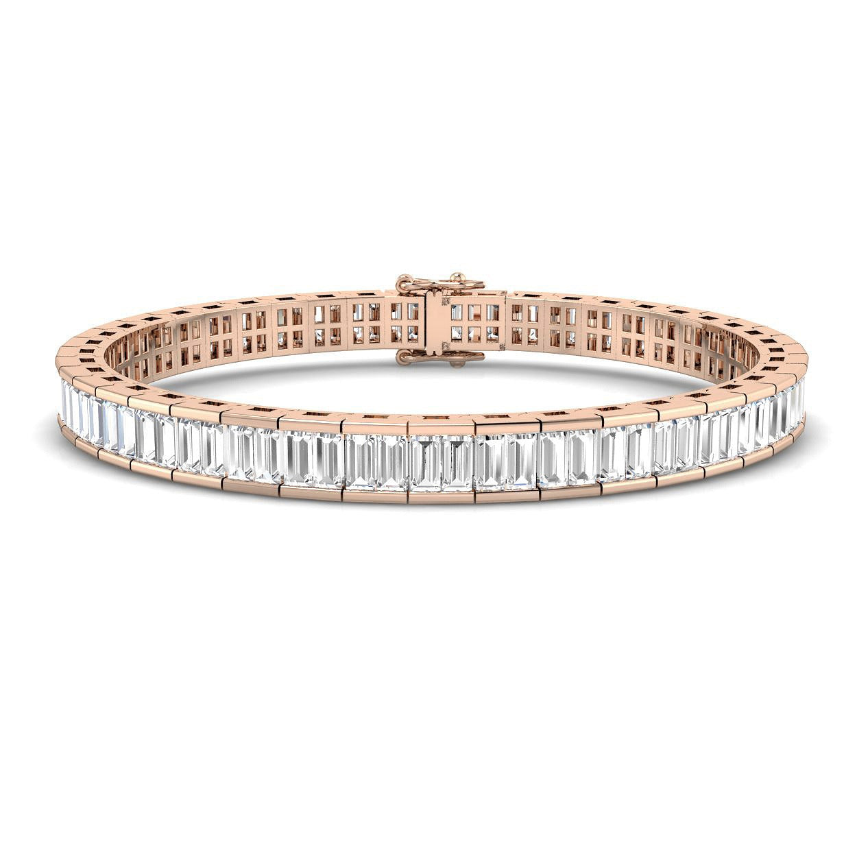 Elegant 9K White Gold Lab Grown Baguette Diamond Tennis Bracelet | Channel Set