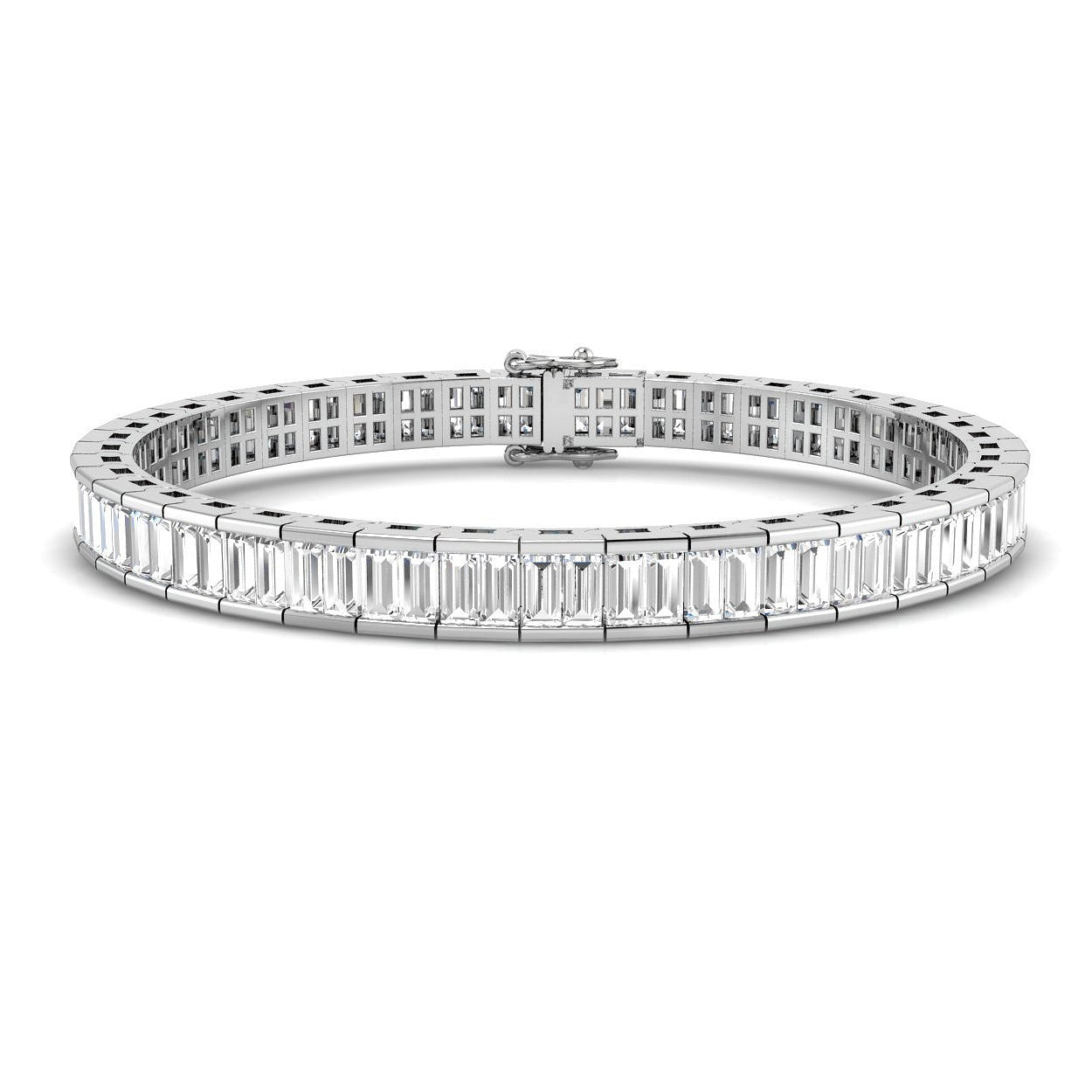 Elegant 9K White Gold Lab Grown Baguette Diamond Tennis Bracelet | Channel Set