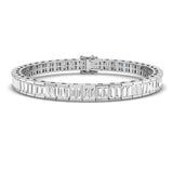 Elegant 9K White Gold Lab Grown Baguette Diamond Tennis Bracelet | Channel Set