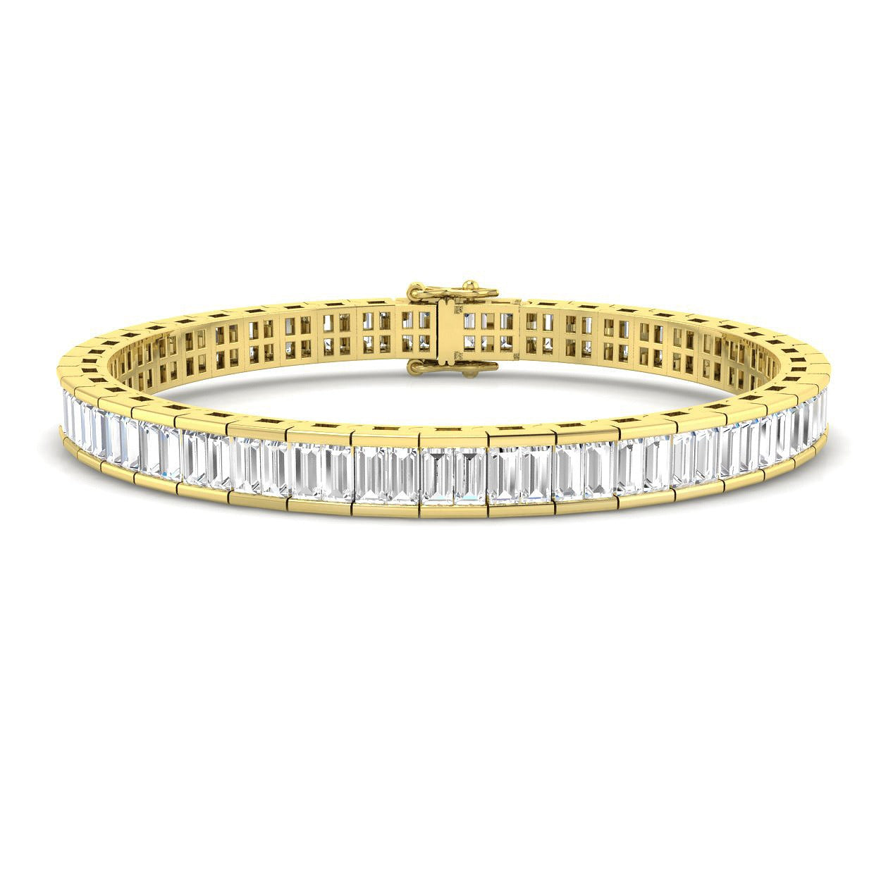 Elegant 9K White Gold Lab Grown Baguette Diamond Tennis Bracelet | Channel Set