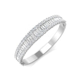 9K Yellow Gold Natural Baguette and Round Cut Diamond Half Channel Pave Set Bangle