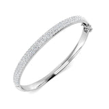 Premium Platinum Natural Diamond Pave Set Hinged Bangle with Secure Lock