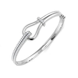 9K Yellow Gold Natural Round Cut Pave Set Knot Design Diamond Bangle with Hinged Lock