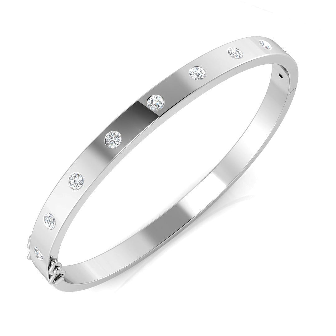 Clover Diamant-Kettenarmband mit Lünetten- und Pavé-Fassung aus Naturdiamanten in Platin