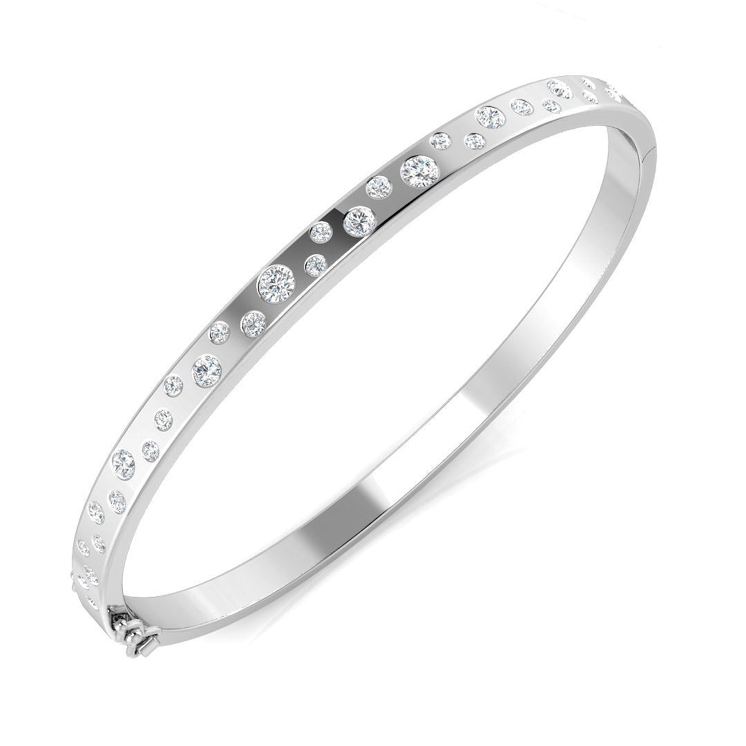 Clover Diamant-Kettenarmband mit Lünetten- und Pavé-Fassung aus Naturdiamanten in Platin