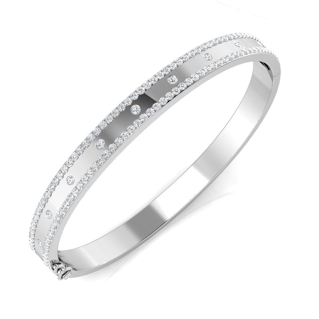 Clover Diamant-Kettenarmband mit Lünetten- und Pavé-Fassung aus Naturdiamanten in Platin