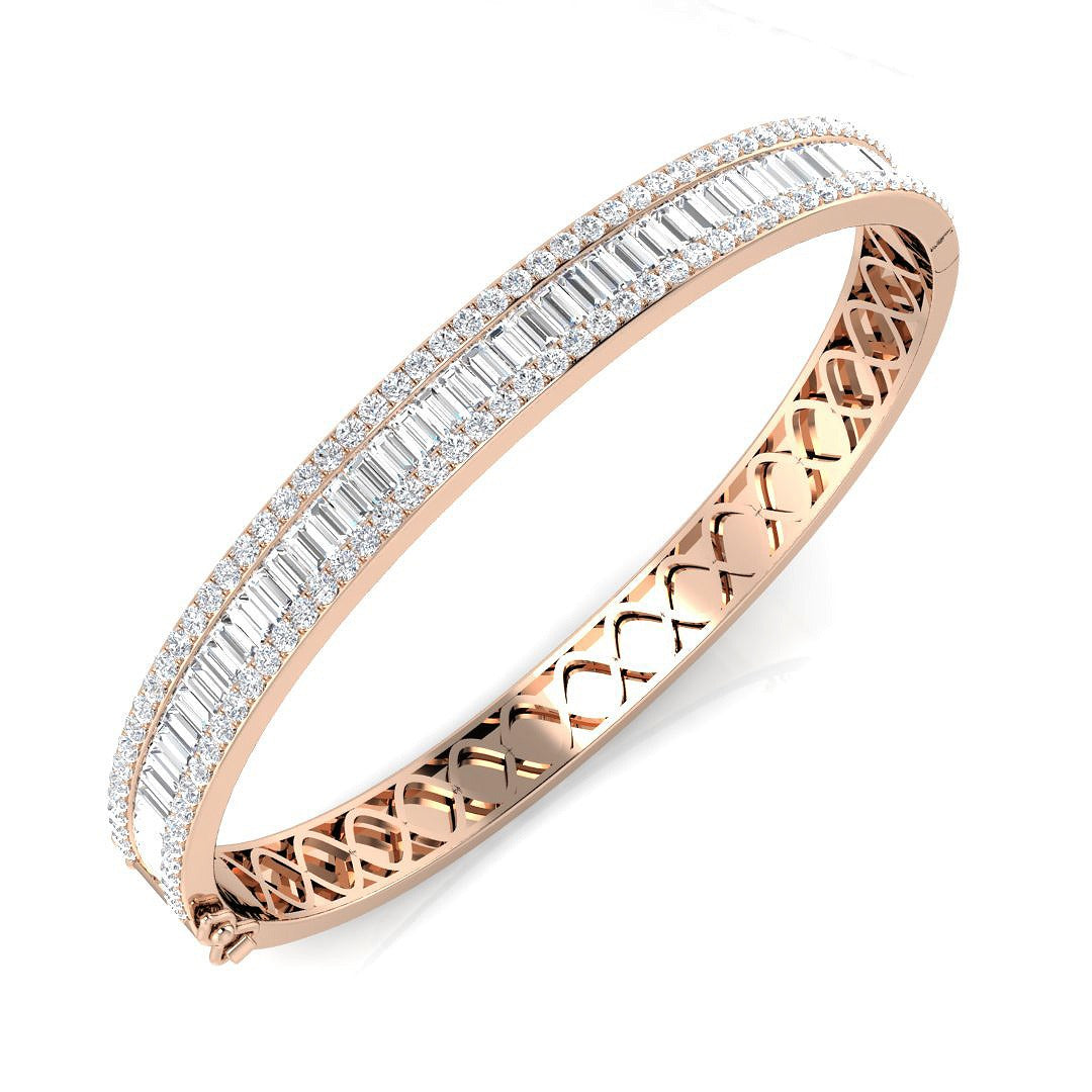Clover Diamant-Kettenarmband mit Lünetten- und Pavé-Fassung aus Naturdiamanten in Platin