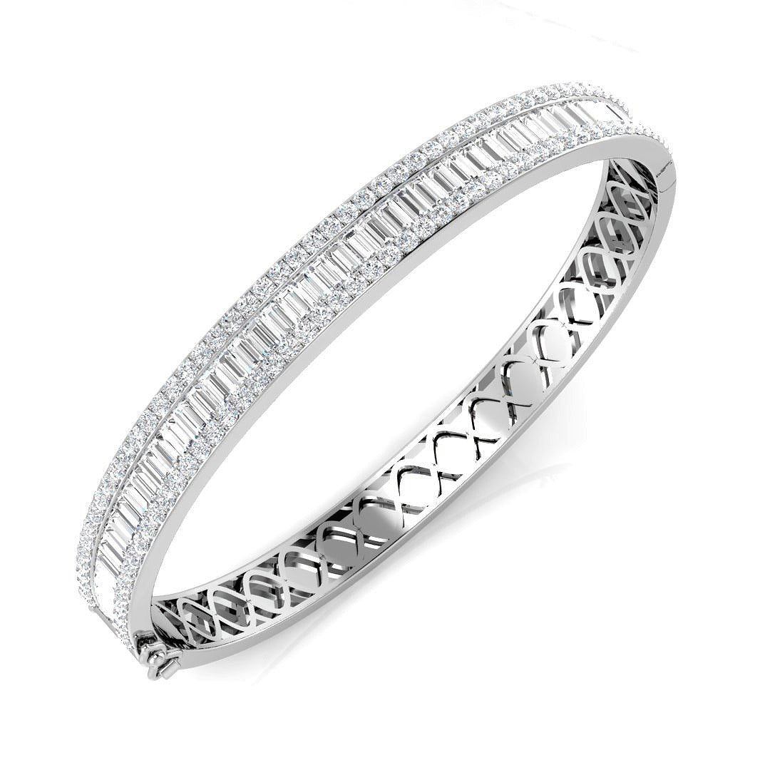 Clover Diamant-Kettenarmband mit Lünetten- und Pavé-Fassung aus Naturdiamanten in Platin
