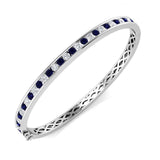 9K Yellow Gold Blue Sapphire and Natural Diamond Channel Set Gemstone Bangle