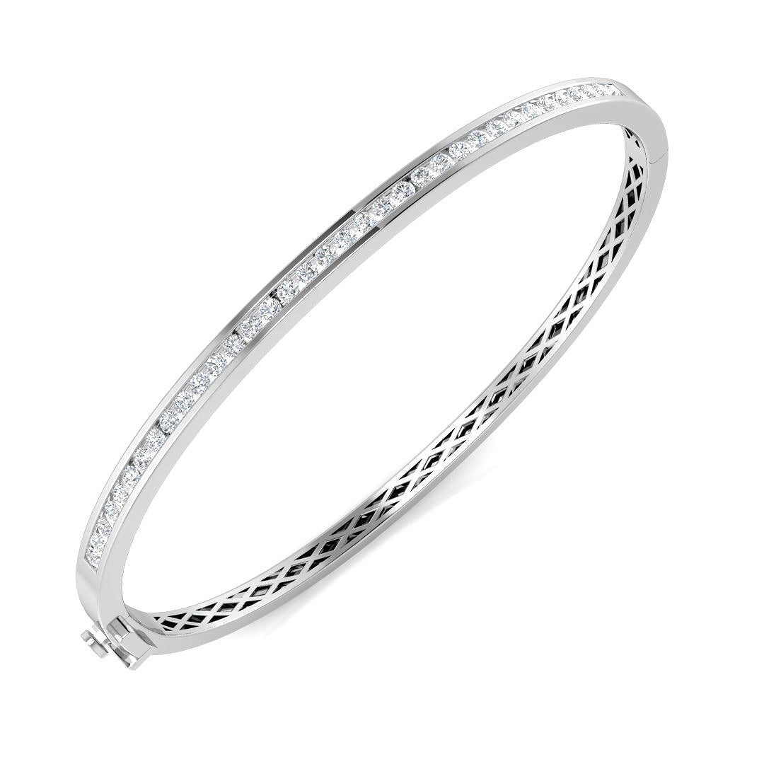 Clover Diamant-Kettenarmband mit Lünetten- und Pavé-Fassung aus Naturdiamanten in Platin