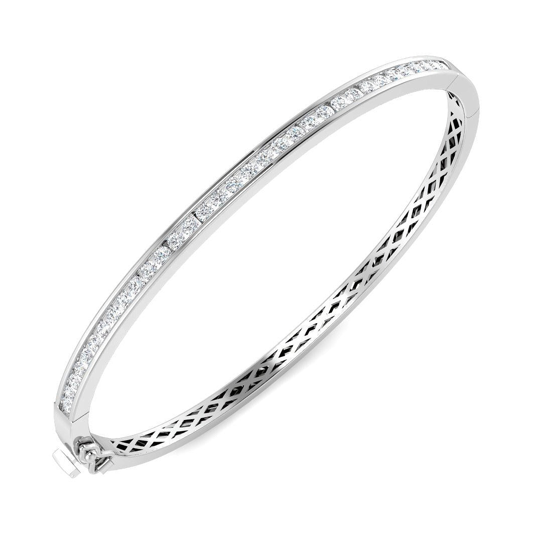 Clover Diamant-Kettenarmband mit Lünetten- und Pavé-Fassung aus Naturdiamanten in Platin
